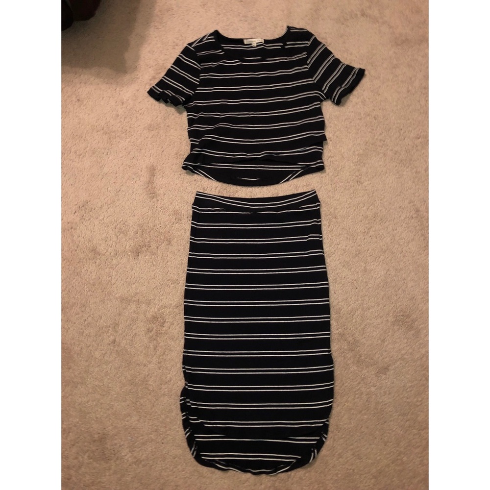Two piece striped dress.